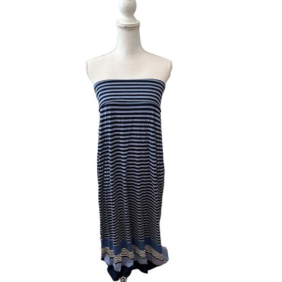 Max Studio Maxi Striped Blue Convertible Skirt Dress L - Picture 1 of 9